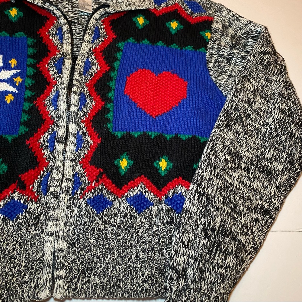 Colorful Knit Cardigan by Cricket Lane size L. 22 inches by 22 inches - Picture 3 of 11